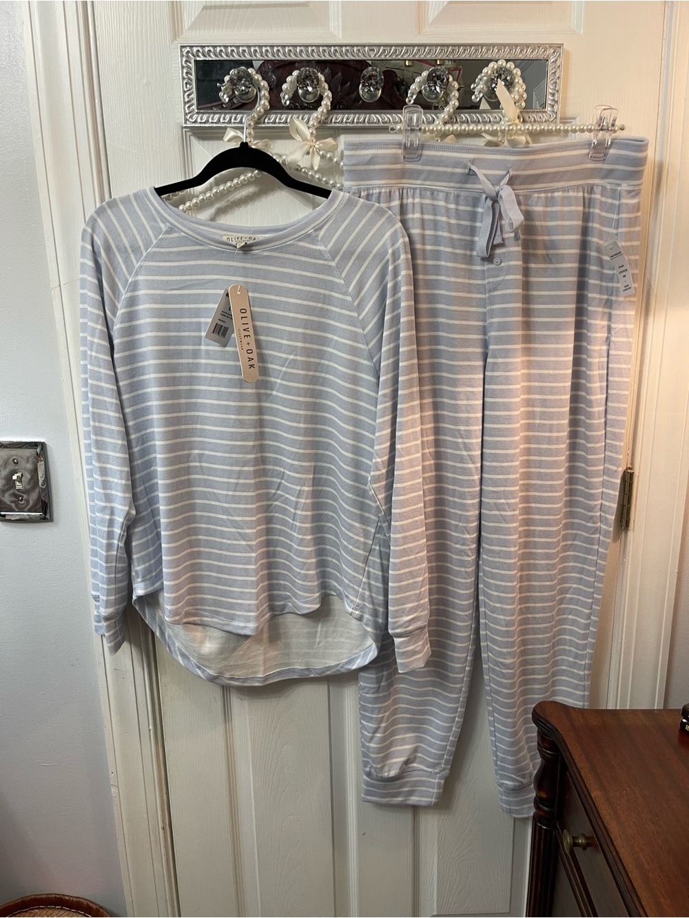 Olive & Oak Light Blue & White Stripe Pajama Set SOFT